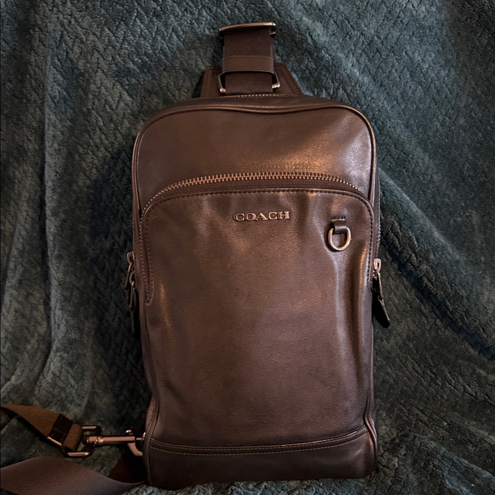 Coach Black Leather Men's Backpack